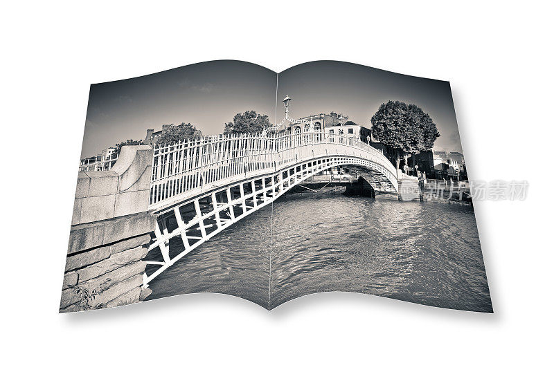都柏林最著名的桥叫“半便士桥”，因为通行费- 3D渲染打开相册-我是这个3D渲染使用的图像的版权所有者。